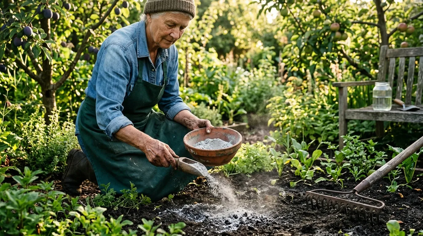 Cendres de cheminée utilisées avec précaution au potager